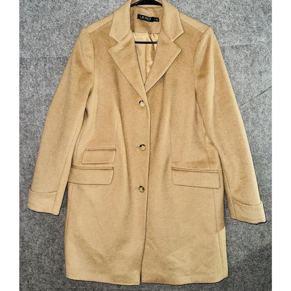 Ralph Lauren Single Breasted Wool Blend Coat/Jacket Women Camel Size 14